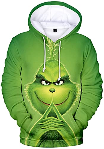 IFIKK Jungen Anime Kapuzenpullover Herren 3D Druck Fun-Kapuzenpullover Kreativer Weihnachts Anime Hoodie Pullover Weihnachtsmann Hoodie Bequemes Sweatshirt mit Kängurutasche (Stil 7, XL) von IFIKK