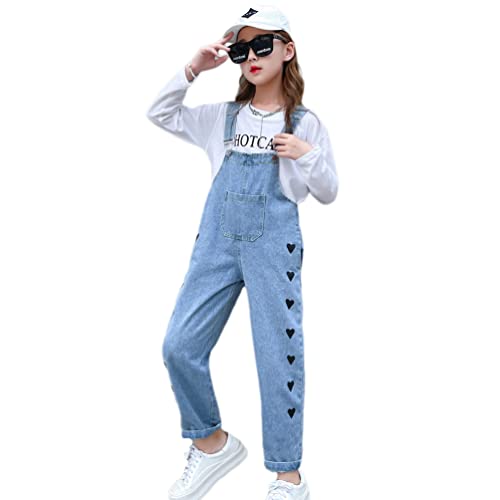 IFIKK Little Big Kid Lätzchen Overalls Blau Verstellbare Gürtel Denim Latzhose, Jeans Mädchen Kinder Latzhose von IFIKK