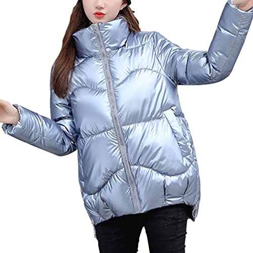 IFIKK Steppmantel Damen Winterjacke Daunenjacke für Damen Winter Parka Jacke Steppjacke Daunenmantel Damen Parka Jacke Verdicken Warme Winterjacke Stehkragen Outdoorjacke (Blau, L) von IFIKK