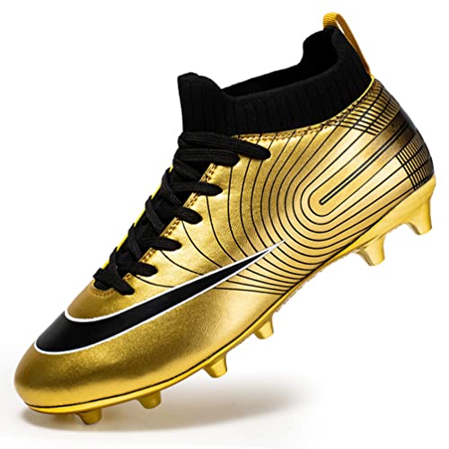 IFIKK Unisex Fußballschuhe Herren Microfaser Cleats Athletics Trainingsschuhe Professionelle Kind Outdoor Football Schuhe (Gold,35) von IFIKK