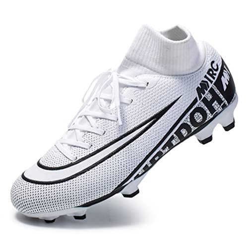 IFIKK Unisex Fußballschuhe Herren Microfaser Cleats Athletics Trainingsschuhe Professionelle Kind Outdoor Football Schuhe (Weiß 1,42) von IFIKK