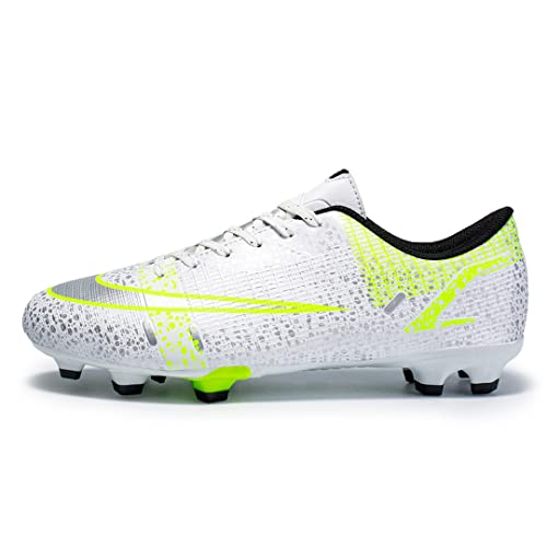 IFIKK Unisex Kinder Fußballschuhe Sportschuhe Stollen Fußballschuhe Herren Professionelle Fußballschuhe Outdoor Trainingsschuhe Für Schuhe (Style 6 White,37.5) von IFIKK