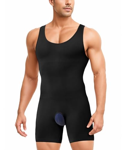 IFKODEI Männer Shapewear Bauchkontrolle Bodysuit Gynäkomastie Kompression Shirts Body Shaper Fajas Para Hombres Slim Belly, Schwarz, Medium / Large von IFKODEI