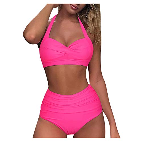 Bademode Damen IFOUNDYOU 2022 Sommer Bikini Set Damen Push Up Neckholder Große Größen Sexy Bandeau Oberteil Streifen Drucken Bunt Bikinihose High Waist Geteilter Frauen Im Badeanzug Zweiteilige von IFOUNDYOU Damen