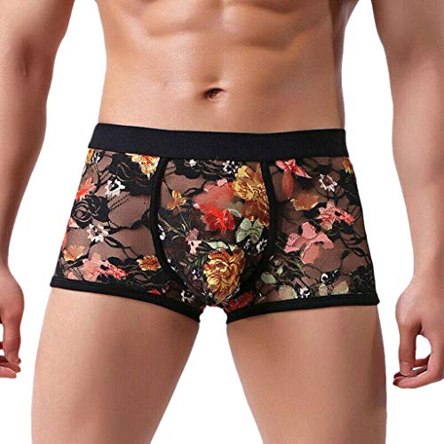 IFOUNDYOU Boxershorts Herren Spitze Erotik Transparent Retroshorts Webboxer Hipster mit Beutel Eingriff Bulge Pouch Print Bequeme Boxer Briefs Unterwäsche Snazzy Weiche Atmungsaktiv Lustiges Unterhose von IFOUNDYOU Damen