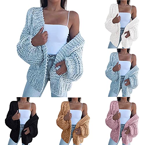 IFOUNDYOU Cardigan Damen Grobstrick Oversize Strickjacke Einfarbig Open Front Pullover Strickmantel Loose Herbst Winter Streetwear Langarm Warm Casual Mantel Wintermantel Outwear von IFOUNDYOU Damen