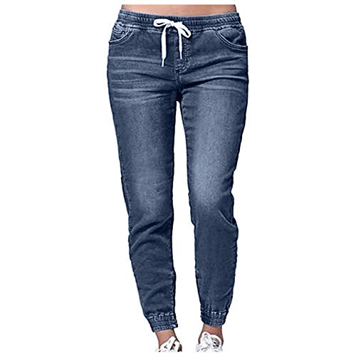 IFOUNDYOU Jeans Damen Große Größen Baggy Stretch Jeanshose mit Gummibund Kordelzug Boyfriend Straight Jeans Gummizug Taschen Röhrenjeans 7/8 Lang Loose Fit Hüftjeans Chunkyrayan Basic Denimhosen von IFOUNDYOU Damen