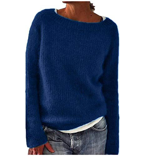 IFOUNDYOU Pullover Damen Winter Rundhals Sweatshirt Pulli Einfarbig Strickoberteile Sexy Herbst Warm Langarmshirts Pullover Langarm Knitted Lässige Strickpullover Oberteile von IFOUNDYOU Damen