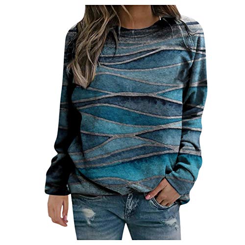 IFOUNDYOU Sweatshirt Damen ohne Kapuze Rundhals Pullover Sweatshirt mit Aufdruck Lang Basic Langarmshirt Sweatshirt Leichter Herbst Winter Streetwear Sweatshirts Casual Vintage Bequem Sweatshirt Tops von IFOUNDYOU Damen