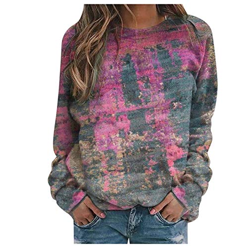 IFOUNDYOU Sweatshirt Damen ohne Kapuze Rundhals Pullover Sweatshirt mit Aufdruck Lang Basic Langarmshirt Sweatshirt Leichter Herbst Winter Streetwear Sweatshirts Casual Vintage Bequem Sweatshirt Tops von IFOUNDYOU Damen