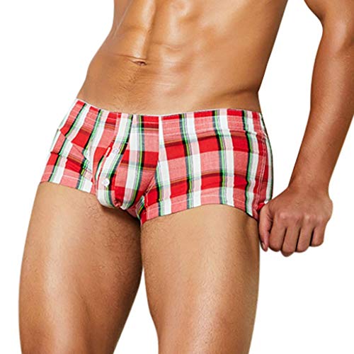 IFOUNDYOU Unterhosen Herren Herren Boxershorts Karierte Drucken Mode Hipster Bequeme Retroshorts mit Beutel Lockere Unterwäsche Personalisierte von IFOUNDYOU