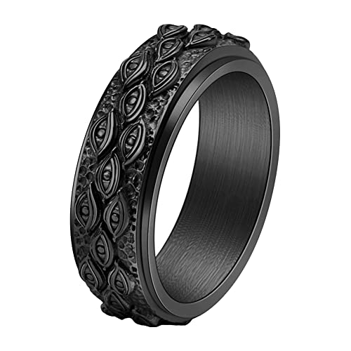 IFUAQZ Herren Ring Gottes Auge Edelstahl Schwarz Silber Größe 5-14, Metall, Kein Edelstein von IFUAQZ