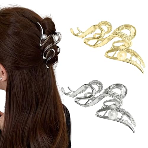 2 Stück Metall Haarklammern für Damen Rutschfeste Haarspangen Große Haarkrallen Hair Clips Für Frauen Und Mädchen Dickes Haar-Accessoires von IFUDE