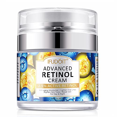 Fortschrittlich Retinol Gesichtscreme, IFUDOIT Face Feuchtigkeitscreme mit 2,5% Retinol, Hyaluronsäure, Tag und Nacht Anti-Aging-Creme für Frauen und Männer, für Alle Hauttypen von IFUDOIT