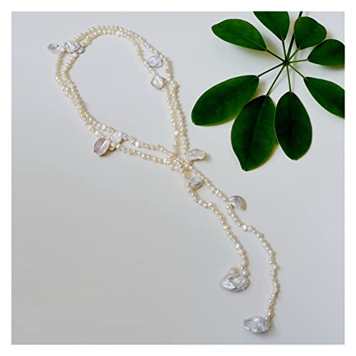 IFWGFVTZ Ketten für Damen Lange Damen-Perlenkette, weiße unregelmäßige Barockperle, Winterpullover-Halskette, modischer Brautschmuck, erfüllen Mode-Accessoires von IFWGFVTZ