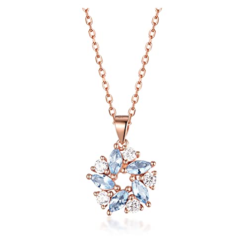 IFWGFVTZ Ketten für Damen Marquise-Topas-Edelsteinketten Anhänger massivem 925er Sterlingsilber for Verlobungsversprechen Heiterkeit Mode-Accessoires (Color : Rose Gold) von IFWGFVTZ