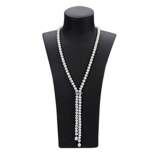 IFWGFVTZ 900 mm echte lange Perlenkette for Frauen, verstellbare 9-10 mm Größe Braut natürliche Süßwasserperlenkette Schmuck erfüllen (Color : 120, Size : Multi pearl) von IFWGFVTZ