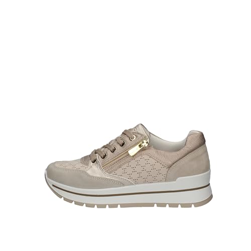 IGI&CO 5662122 Wildleder Nubuk Beige Sneakers für Damen aus Nubuk und Leder mit hohem Keilabsatz (Größe 37) von IGI&Co