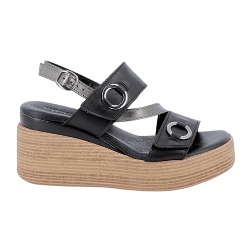 IGI&CO Sandalen mit Keilabsatz für Damen - Schwarz/Anthrazit Modell 7689400 7689400 Leder, Schwarz Anthrazit, 38 EU von IGI&Co