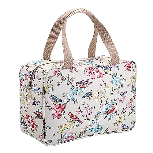 IGNPION Große Reise-Kulturtasche für Damen, wasserdicht, Kulturbeutel, Make-up, Organizer, Tasche, Kosmetiktasche, Schwimmen, Turnbeutel, lila Vogel, Beige Vogel, Wasserdichter Kulturbeutel von IGNPION