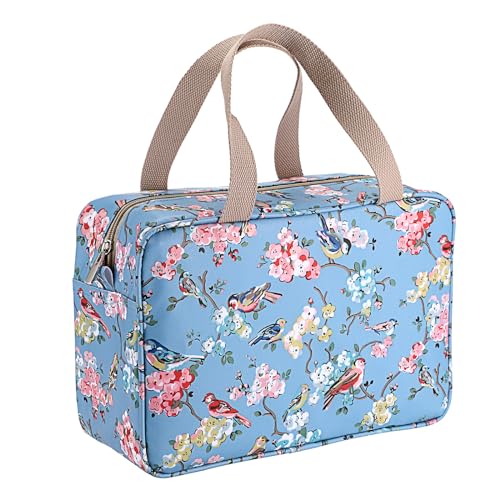 IGNPION Große Reise-Kulturtasche für Damen, wasserdicht, Kulturbeutel, Make-up, Organizer, Tasche, Kosmetiktasche, Schwimmen, Turnbeutel, lila Vogel, Blauer Vogel von IGNPION