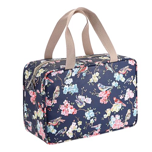 IGNPION Große Reise-Kulturtasche für Damen, wasserdicht, Kulturbeutel, Make-up, Organizer, Tasche, Kosmetiktasche, Schwimmen, Turnbeutel, lila Vogel, Dunkelblauer Vogel von IGNPION