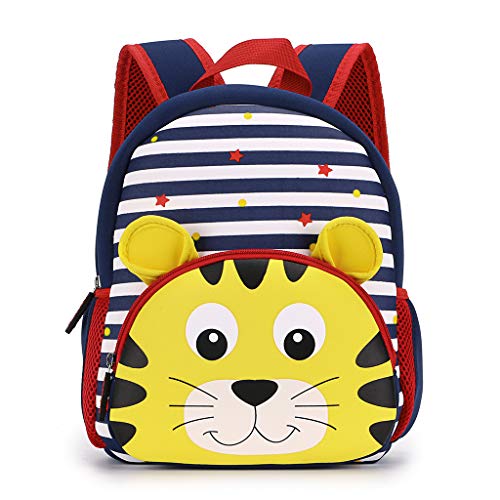 IGNPION Kindergarten Kinder Rucksäcke Toddle Kinder Schultasche Zoo Lunchpaket 3D Niedlichen Tier Cartoon Vorschule Rucksack（Gestreifter Tiger ） von IGNPION