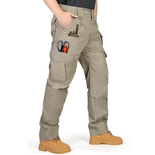 IGOLUMON Arbeitshose Männer Cargohose Herren Stretch Hose Herren Elastische Taille Taktische Hose Outdoorhose mit Vielen Taschen Wanderhose von IGOLUMON