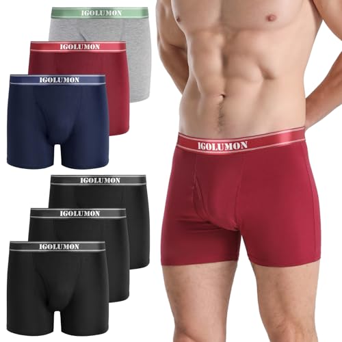 IGOLUMON Bambus Boxershorts Herren 6er Pack Atmungsaktive Unterhosen Männer Ohne Kratzenden Zettel Sport Herren Unterhosen Bequeme Passform (Gr. M - 2XL) von IGOLUMON