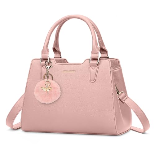 IGOLUMON Handtasche Damen Mittelgroß Tasche Leder Henkeltasche Damen-Henkeltaschen Tote Bag Handtaschen Taschen Schultertaschen Umhängetasche Schultertasche Damenhandtaschen Rosa von IGOLUMON