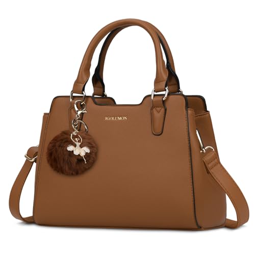 IGOLUMON Handtasche Damen Mittelgroß Tasche Leder Henkeltasche Damen-Henkeltaschen Tote Bag Handtaschen Taschen Schultertaschen Umhängetasche Schultertasche Damenhandtaschen Braun von IGOLUMON