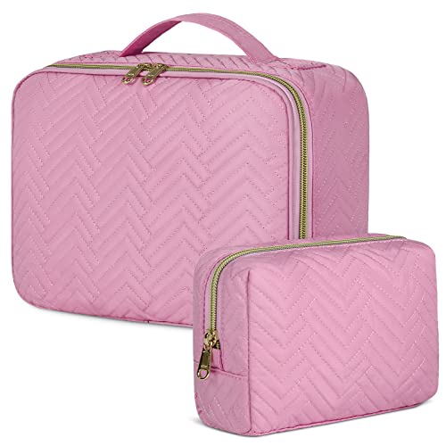 IGOLUMON Kosmetiktasche Kulturtasche Damen Kulturbeutel zum Aufhängen wasserdichte Schminktasche Große Make up Tasche für Reise 2 Stücke Rosa von IGOLUMON