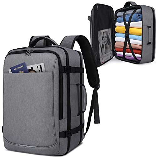 IGOLUMON Laptop Rucksack Herren 17.3 Zoll Schulrucksack Jungen Teenager Groß Wasserdicht Reiserucksack Multifunktion Handgepäck Rucksack mit Schuhbeutel Arbeit Business Notebook Reisen Damen Grau von IGOLUMON