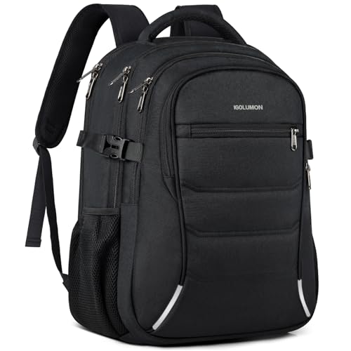 IGOLUMON Rucksack Herren Damen Groß Wasserdicht Schulrucksack Teenager Laptop Rucksack Herren 15.6 Zoll Reiserucksack Handgepäck Flugzeug für Schule Arbeit Business von IGOLUMON