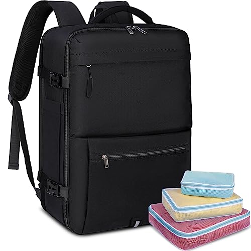 IGOLUMON Rucksack Herren mit 4 Packing Cubes Großer Laptop Rucksack 17.3 Zoll Handgepäck Rucksack Business Reiserucksack Wasserdichter für Damen 40L Schwarz von IGOLUMON