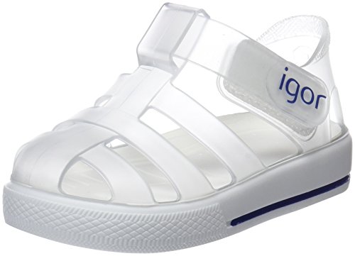 IGOR Jungen Unisex Kinder Star Sandalen mit Armband, Transparent/Weiß, 28 EU von IGOR