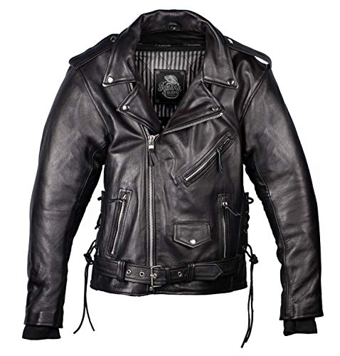 Iguana CUSTOM Motorradjacke für Herren, Rocker-Stil, aus hochwertigem Leder, mit Protektoren und abnehmbarem Thermofutter (8XL) von IGUANA CUSTOM CLOTHES