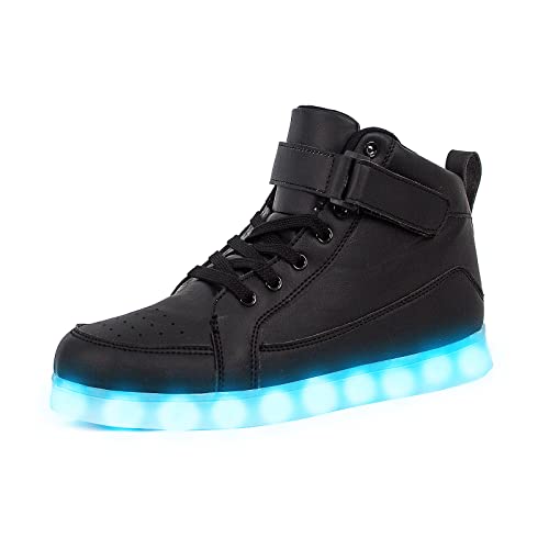 IGxx LED-Leuchtschuhe für Herren, hohe LED-Sneaker, USB-Aufladung, Schuhe, Damen, leuchtende blinkende Schuhe, LED-Kinder, schwarz, 43 EU von IGxx