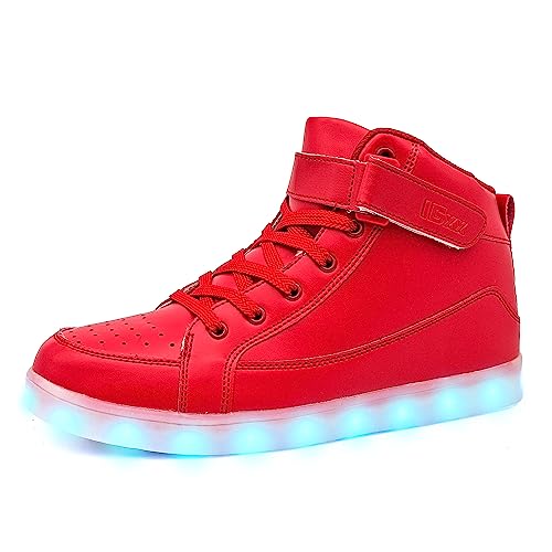 IGxx LED-Schuhe, Licht für Herren, High-Top, LED-Sneaker, USB-Aufladung, Schuhe, Damen, leuchtend, blinkend, für Kinder, Haken & Schleife Gold, 38.5 EU von IGxx