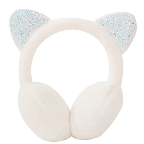 IHCEMIH Ohrenschützer Damen Ohrenschützer Winterzubehör Flauschig Plüsch Einstellbar Erwachsene Outdoor Thermo-Ohrenwärmer Skifahren Laufen Ohren Schutz vor Wind Kalt Modisches für Mädchen Weiß von IHCEMIH