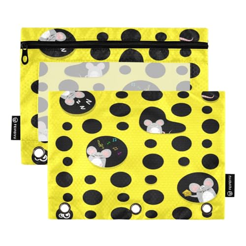 IHCVHQX Federmäppchen für 3-Ringbuch, Ratte und Maus in Käsebuch, Federmäppchen mit glattem Reißverschluss, transparentes Fenster, Federmäppchen, 2 Stück, für Büro, Schule, Universität von IHCVHQX