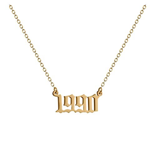 1990 2000 Zahlenanhänger Halskette für Frauen Gold Edelstahl Halsketten Zahlenketten für Teenager Mädchen Schmuck Oma Kreuz Halskette, a, Einheitsgröße von IHEHUA