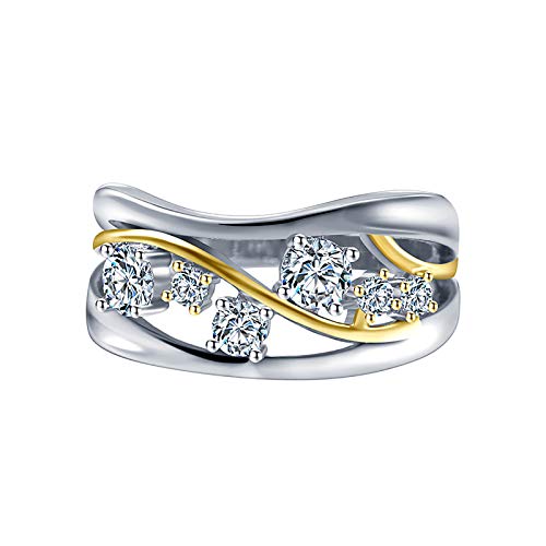 2 925 Damenring Silber 6-10 Modeton Ring Schmuck Hochzeit Weiß Ringe, weiß, 9 von IHEHUA