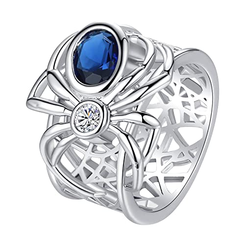 Damen Engagement Persönlichkeit Mode Ring Intarsien Zirkon Schmuck Ring Frauen Ring Ringe, blau, 36 von IHEHUA