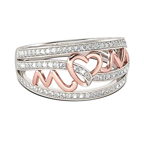 Fashion Mother's Strass Day Love Damen Schmuck Pierced Elegant Ring Set Ringe, rose gold, 34 von IHEHUA