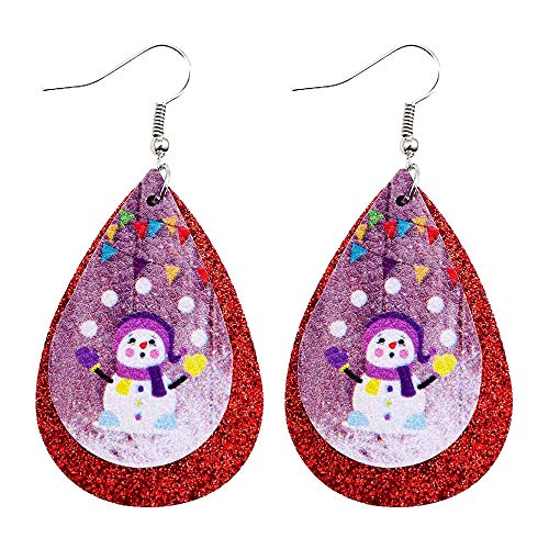Für Mädchen Schneemann Weihnachten Ohrringe Weihnachten Leder Doppel Pailletten Ohrringe Ohrringe, siehe abbildung, H von IHEHUA
