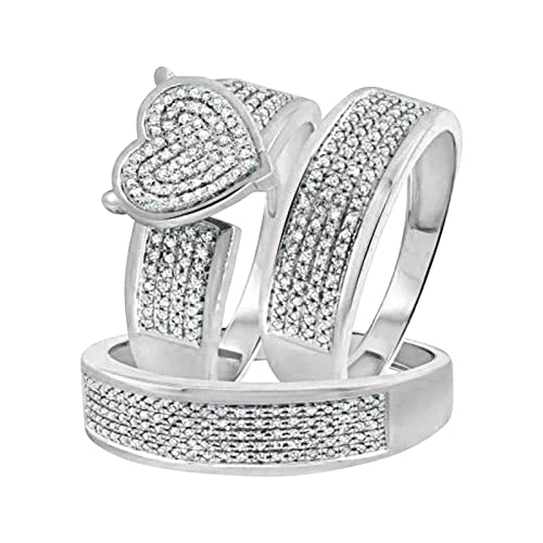 IHEHUA Damen-Ring mit funkelndem Diamant-Diamant-Design, Ring-Set, Zirkonia-Ring, Verlobungsring, zweiteiliges Set, Tierring, silber, 32 von IHEHUA