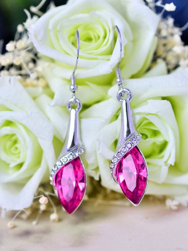 Kristallschliff, Hochzeitsgeschenk, Damen-Ohrringe, Tropfenform, Pailletten-Ohrringe für Frauen, hot pink, Einheitsgröße von IHEHUA