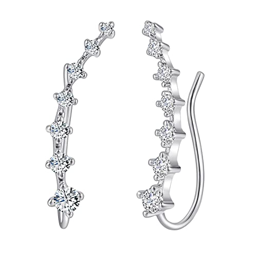 Mode von 7 Diamanten Stern blinkende Diamant Ohrstecker Süße Diamant Sieben Sterne Ohrringe Kunststoff Ohrringe für Mädchen, silber, Einheitsgröße, Retro von IHEHUA