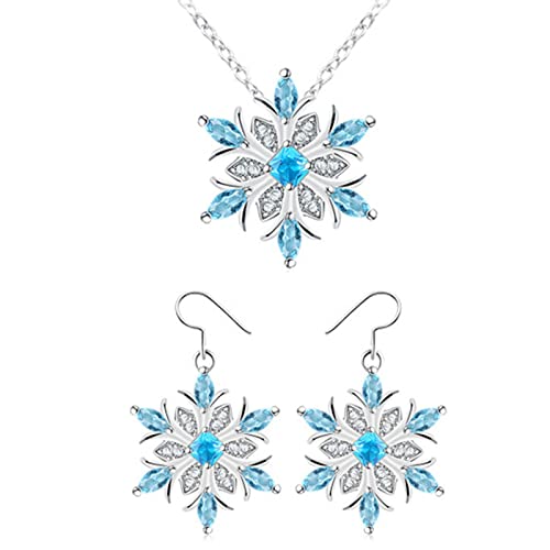 Ohrringe Ohrringe Halskette Schneeflocke Kristall Halskette Blumen Sets für Frauen Edelsteine Mond Stern Ohrringe, blau, Einheitsgröße von IHEHUA
